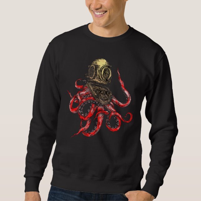 Sudadera Acuarela Ocean Animals Octopus Diver (Anverso)