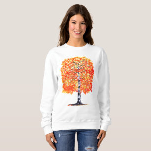 Sudadera Acuarela Otoño Caída Hojas De Abedul Naturaleza