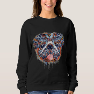 Sudadera Acuarela Pug Mandala, Pintura Sonriente de Perro P