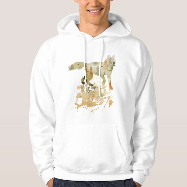 Sudadera Acuarela, vida silvestre, arte del lobo coyote per (Anverso)