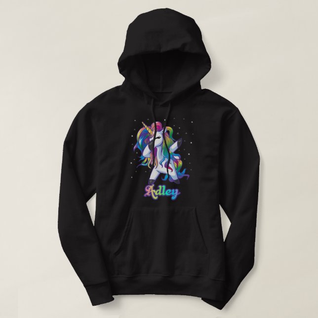 Sudadera ADLEY Nombre Personalizado personalizado Rainbow U (Diseño del anverso)