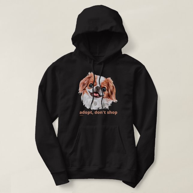 Sudadera ADOPT, NO COMPRAR (chino japonés) lindo perro (Diseño del anverso)
