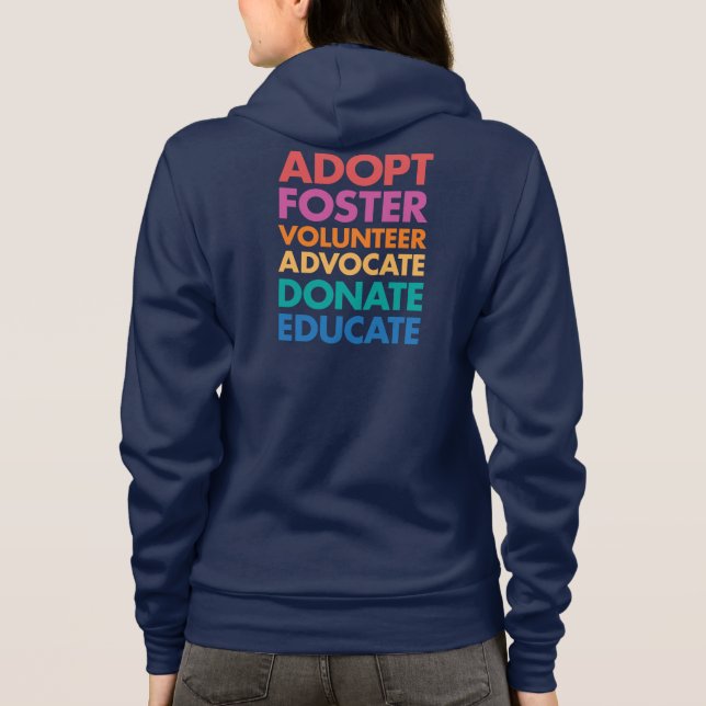 Sudadera Adopte al abogado voluntario adoptivo donan educan (Reverso)