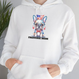 Sudadera Adorable Bulldog Francés Bandera Americana con Cor