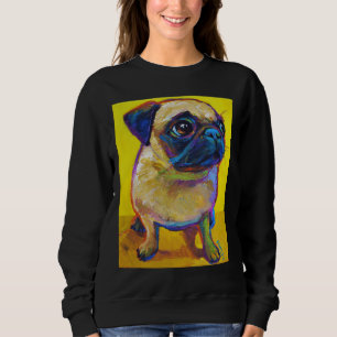 Sudadera Adorable cachorro de pug en la camiseta amarilla c