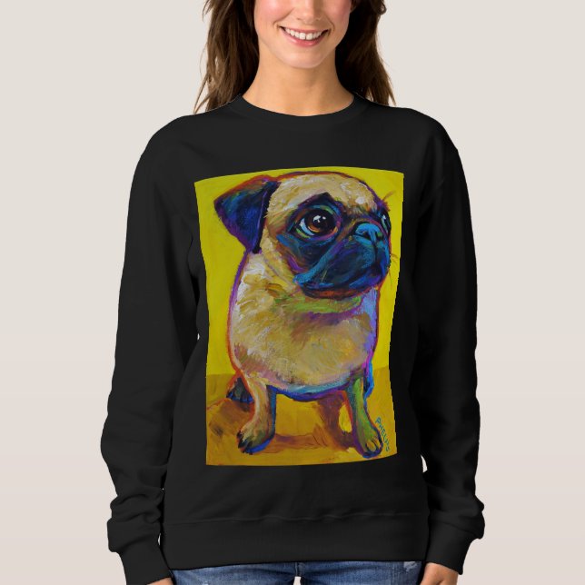 Sudadera Adorable cachorro de pug en la camiseta amarilla c (Anverso)