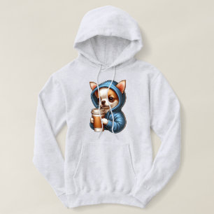 Sudadera Adorable Chihuahua bebiendo café de la Copa