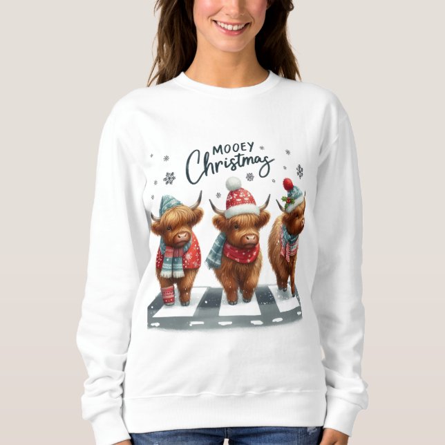 SUDADERA ADORABLE CHRISTMAS HOLIDAY HIGHLAND COWS (Anverso)