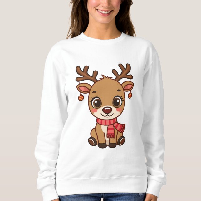 Sudadera Adorable Christmas Reindeer Illustration (Anverso)