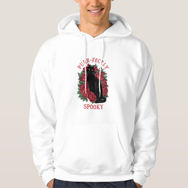 Sudadera Adorable Cute Floral Black Cat Purfectamente Spook (Anverso)