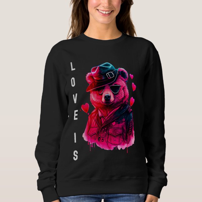 Sudadera Adorable Love is With Heart Animal Valentine's day (Anverso)