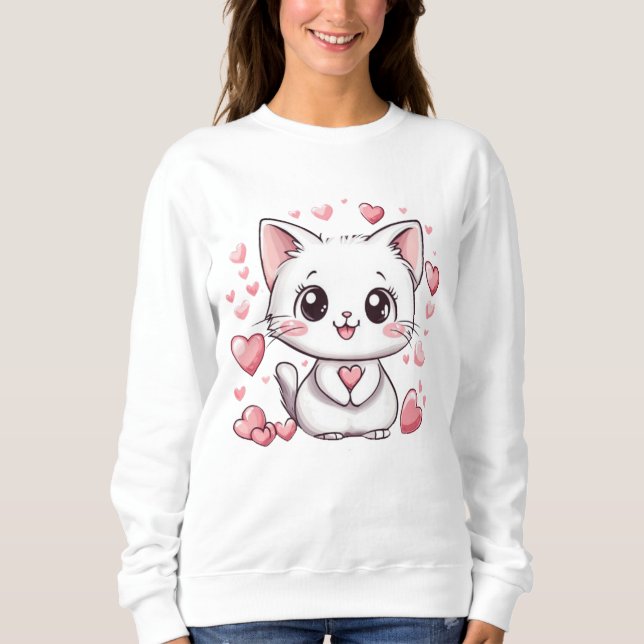 Sudadera adorable Personalizado de gato con diseño (Anverso)