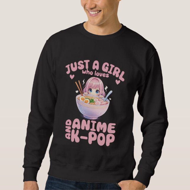 Sudadera Adorable Pink Hair Girl Ramen Anime and Music Pres (Anverso)