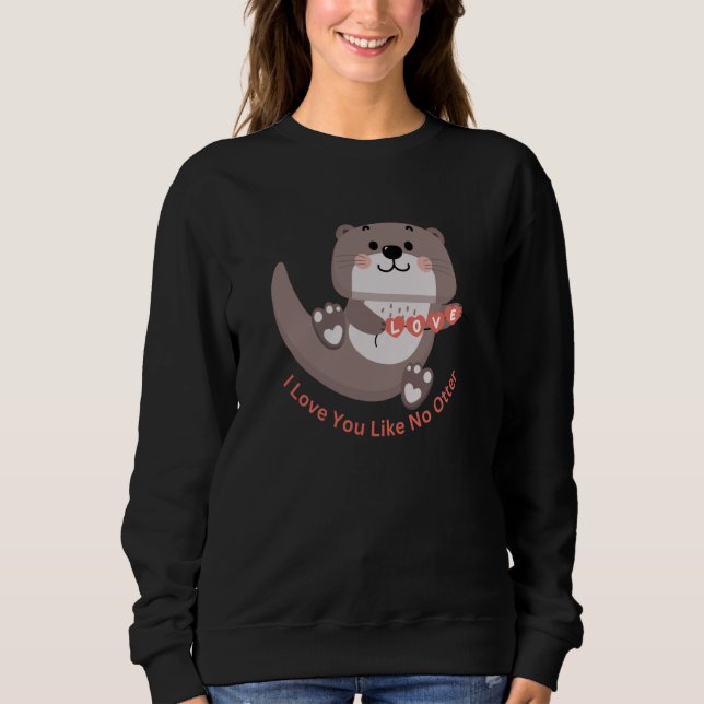 Sudadera Adorable Sea Otter And Hearts For Valentines Day (Anverso)