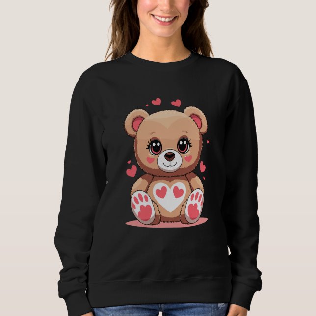 Sudadera Adorable Teddy Bear with Hearts Romantic Valentine (Anverso)