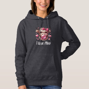 Sudadera Adorable Valentine Highland Cow (texto blanco)