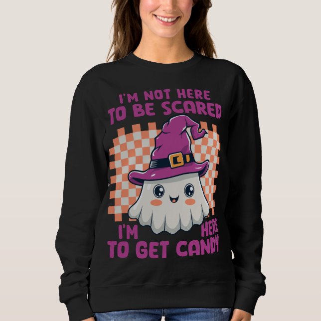 Sudadera Adorablemente asustada Kawaii Ghost Witch Funny Ha (Anverso)