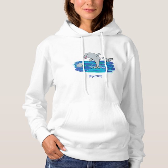 Sudadera Adorables delfines felices ilustracion personaliza (Anverso)