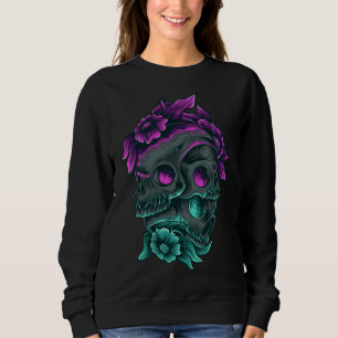 Sudadera Adorables Día de Muertos 3 Calaveras Moradas y Azu