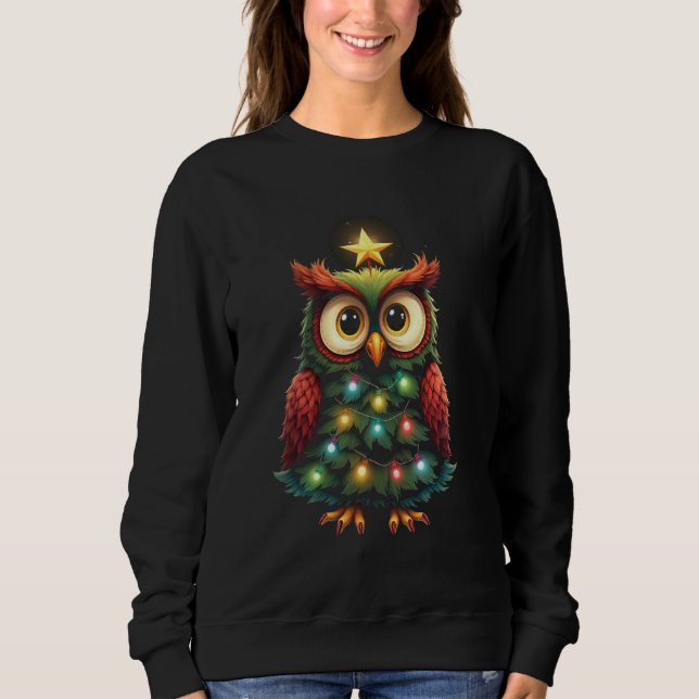 Sudadera adorno de búho de Navidad (Anverso)
