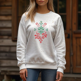 Sudadera Adorno Floral Vintage - Diseño Navideño
