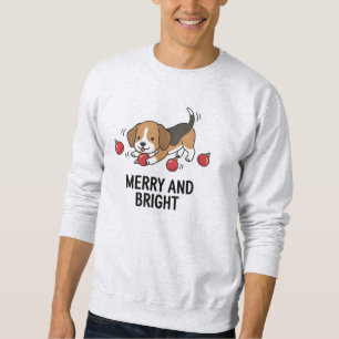 Sudadera Adornos de Navidad de perro Beagle Alegre y Brilla