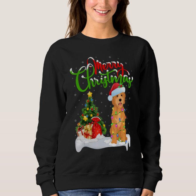 Sudadera Adornos de Navidad Santa Perro Goldendoodle Navida (Anverso)