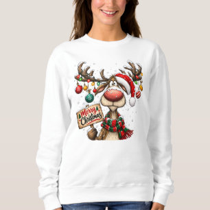 Sudadera Adornos divertidos de Reno para señal de Feliz Nav
