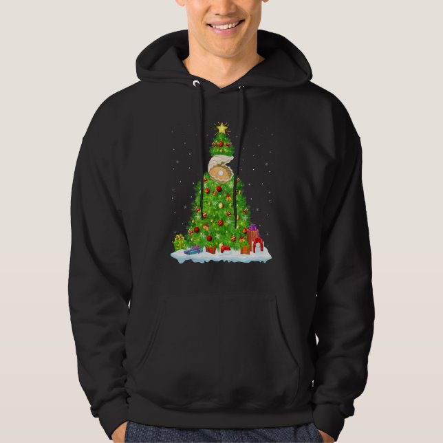 Sudadera Adornos Luces Navidad Santa Ostra Árbol Navidad (Anverso)