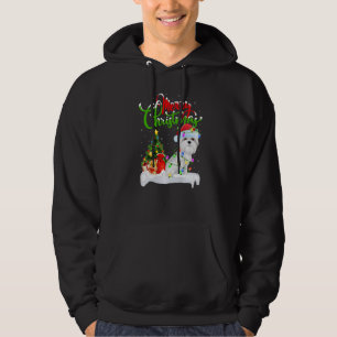Sudadera Adornos Navideños Santa Perro Maltés Navidad