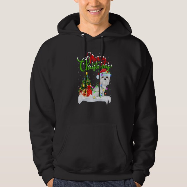 Sudadera Adornos Navideños Santa Perro Maltés Navidad   (Anverso)