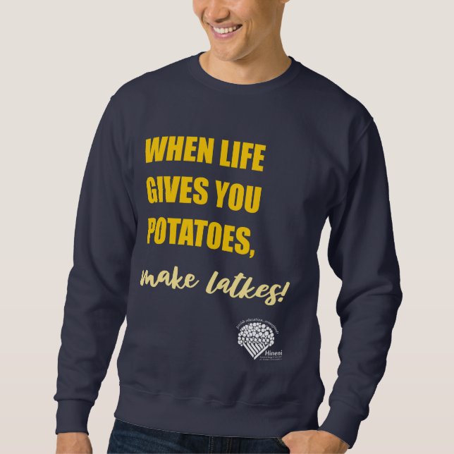 Sudadera Adults' Hanukkah Sweatshirt - "Make latkes" (Anverso)
