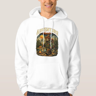 Sudadera Adventure Awaits Vintage Bear Hiking White Hoodie