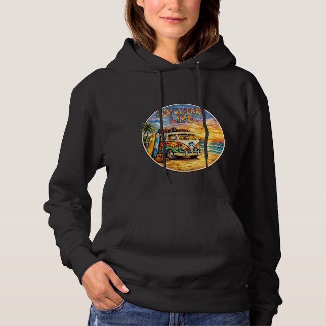 Sudadera Adventure Life Retro Hippie Beach Sunset Graphic (Anverso)
