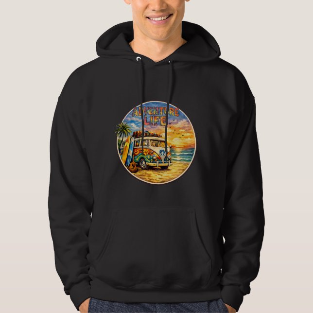 Sudadera Adventure Life Retro Hippie Beach Sunset Graphic (Anverso)