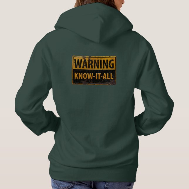 Sudadera ADVERTENCIA CONOZCA TODO - Peligro Metalizado Rótu (Reverso)