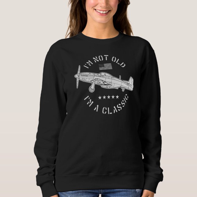 Sudadera Aeronaves P51 Mustang Ww2 No 0ld Im A Clásica (Anverso)