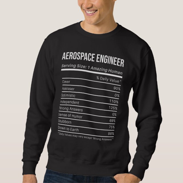 Sudadera aerospace engineer Nutritional Values  Nutrition F (Anverso)