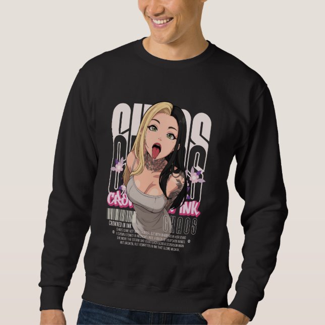 Sudadera Aesthetic Anime Girl Tattoos Chaos Goth Streetwear (Anverso)