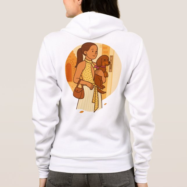 Sudadera Aesthetic Dog Mom Holding Puppy Illustration (Reverso)