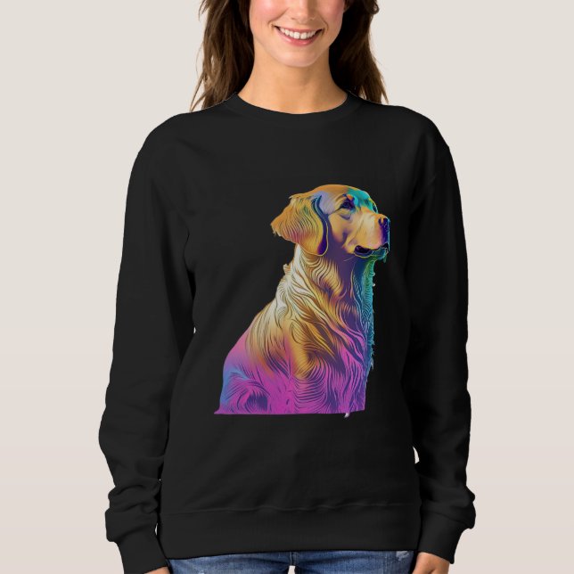 Sudadera Aesthetic Golden Retriever Party with 80s Retrowav (Anverso)