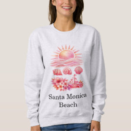 Sudadera Aesthetic Pink Beach Sunset Watercolor