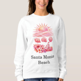 Sudadera Aesthetic Pink Beach Sunset Watercolor