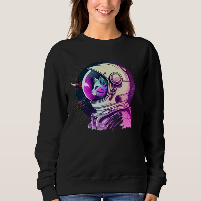 Sudadera Aesthetic Vaporwave Space Cat 80s 90s Astronaut  1 (Anverso)