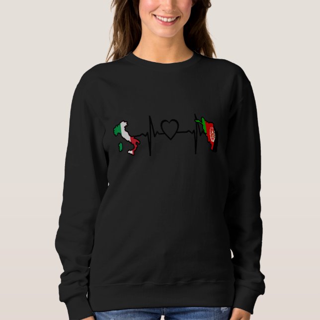 Sudadera Afghanistan Italy Flag Afghan Italian Heartbeat (Anverso)