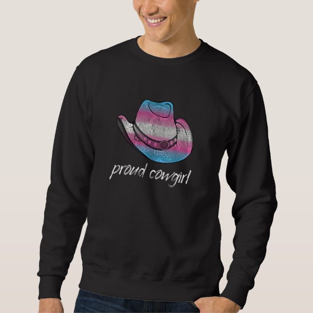 Sudadera Afligido Gorra Transgénero Orgulloso Vaquero Trans (Anverso)