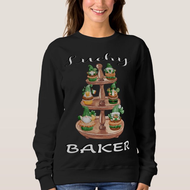 Sudadera Afortunado Baker Gnomes Cupcakes Diseñar Símbolos  (Anverso)