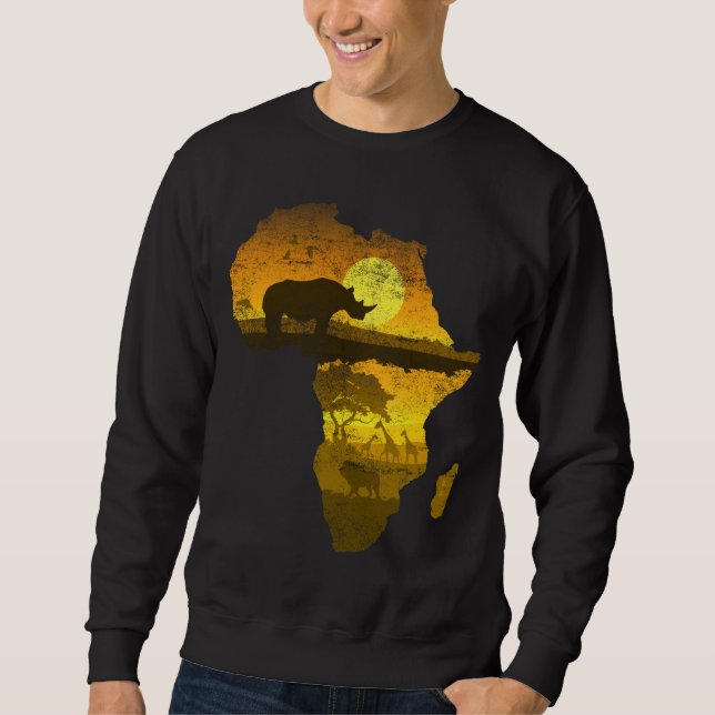 Sudadera África Continente Sunset Rhinoceros Safari (Anverso)