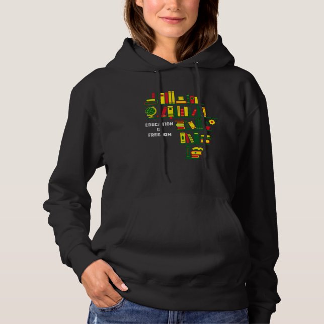 Sudadera Africa Education Is Freedom Library Book  Black Hi (Anverso)