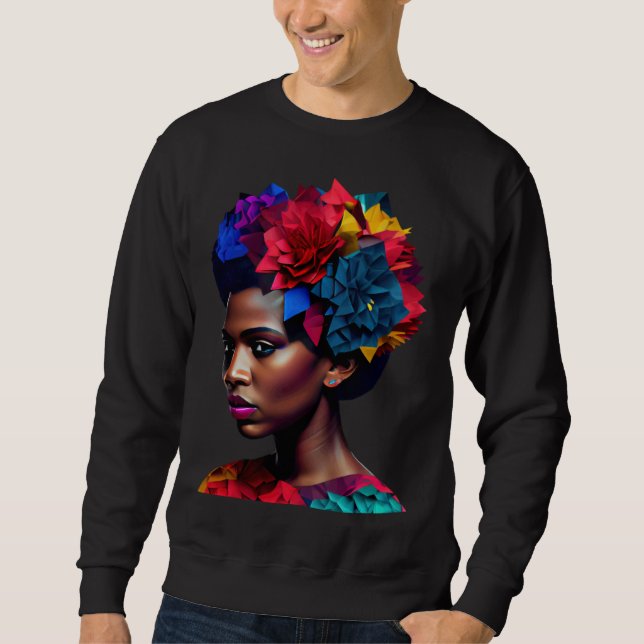 Sudadera African Abstract Beautiful Black Woman Origami Que (Anverso)